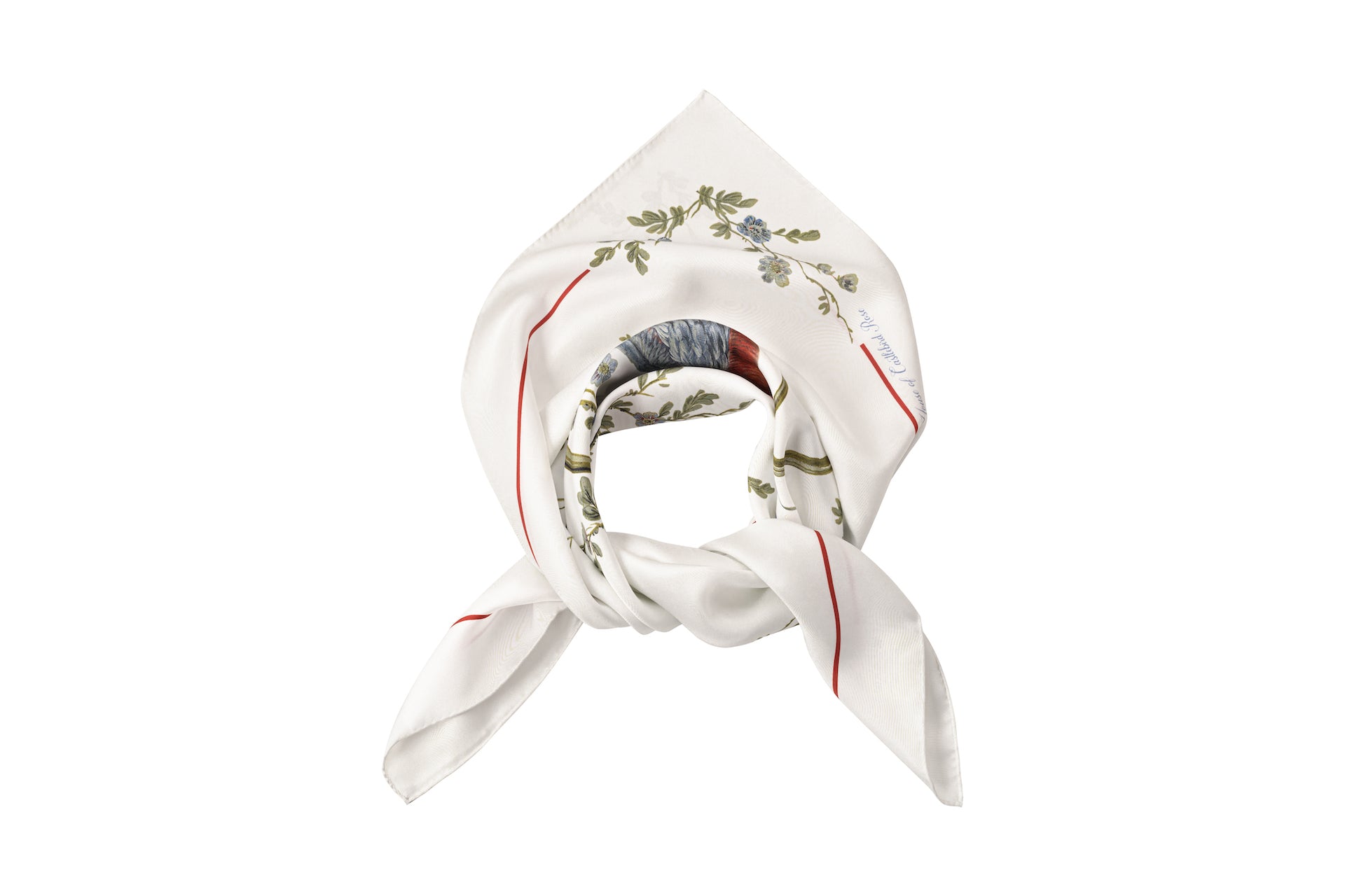 Silk Scarf ''Le Perroquet'' in white - House of Castlebird Rose