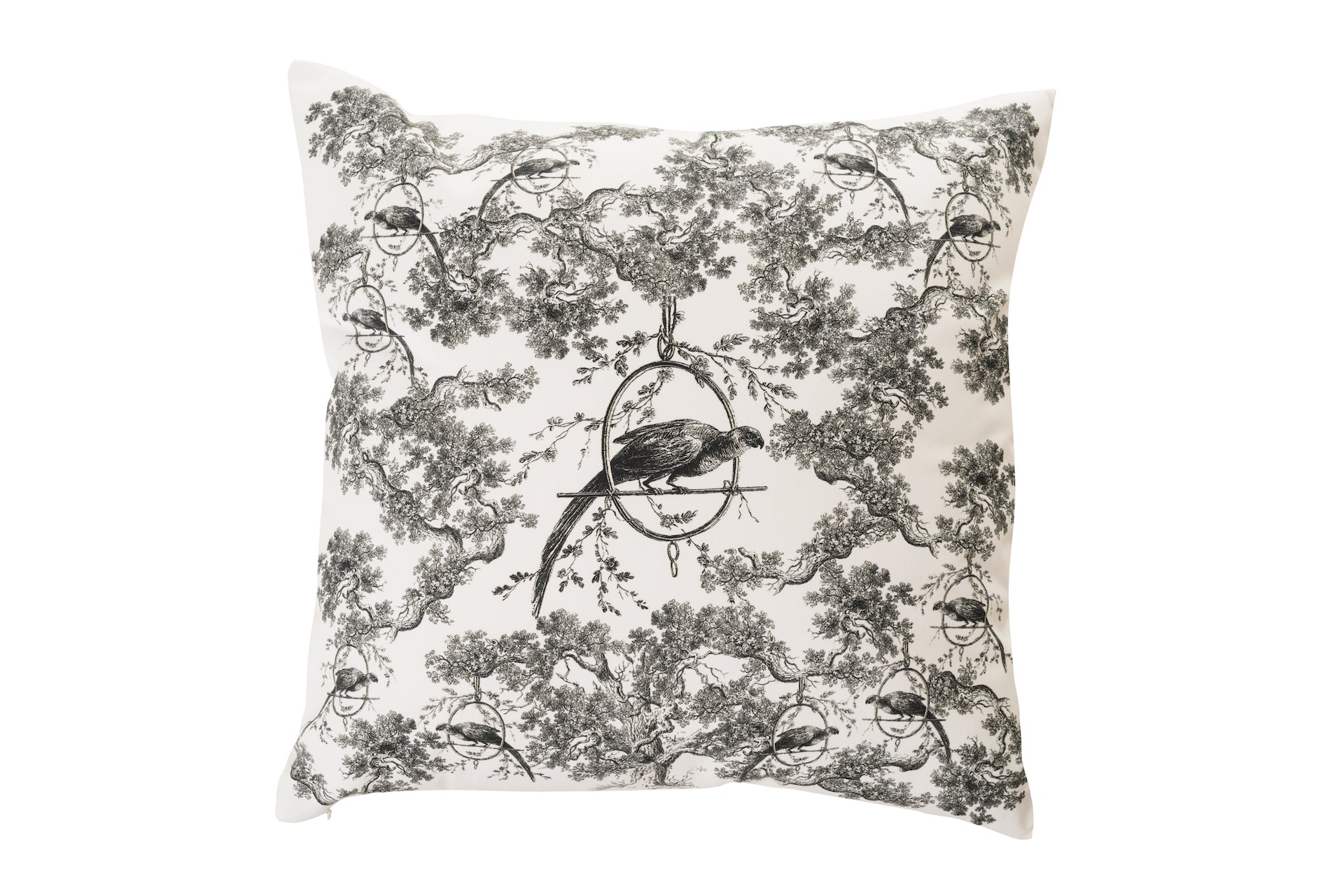 Toile de Jouy cushion cover in black and white - House of Castlebird Rose