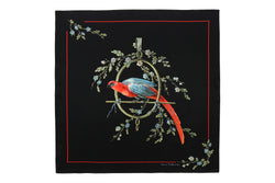 Small Silk Scarf "Le Perroquet" in black - House of Castlebird Rose
