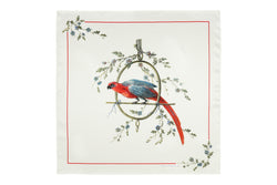 Small Silk Scarf "Le Perroquet" in white - House of Castlebird Rose