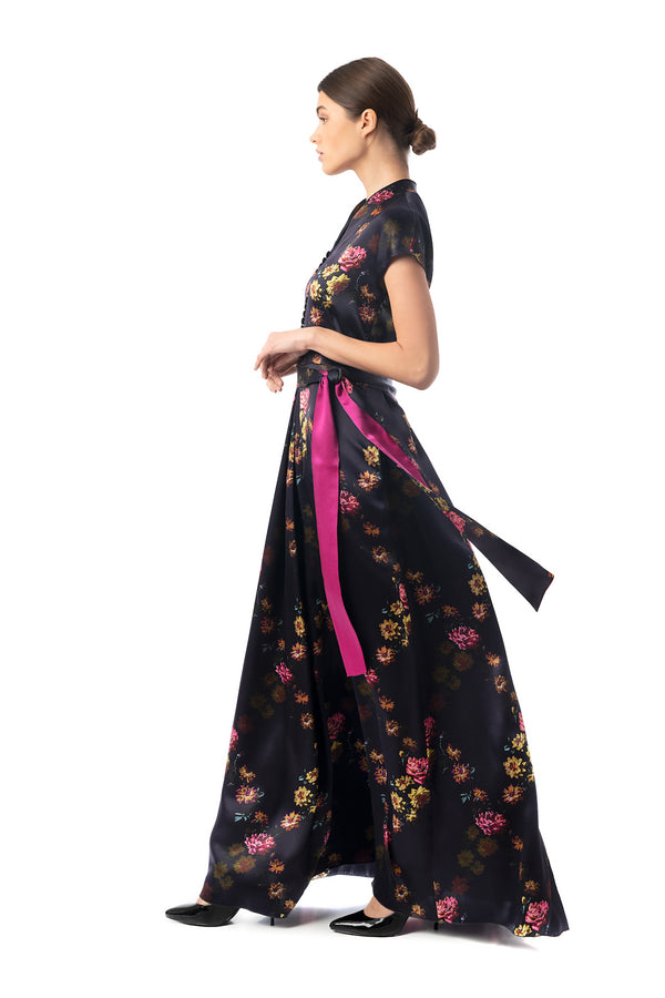Silk semi-casual dress, deep purple ''Paris 1927'' - House of Castlebird Rose