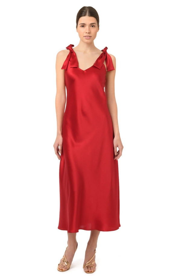 Silk slip dress in red - House of Castlebird Rose