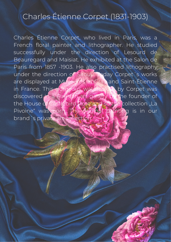 Silk Robe Midnight Blue ''La Pivoine'' - House of Castlebird Rose
