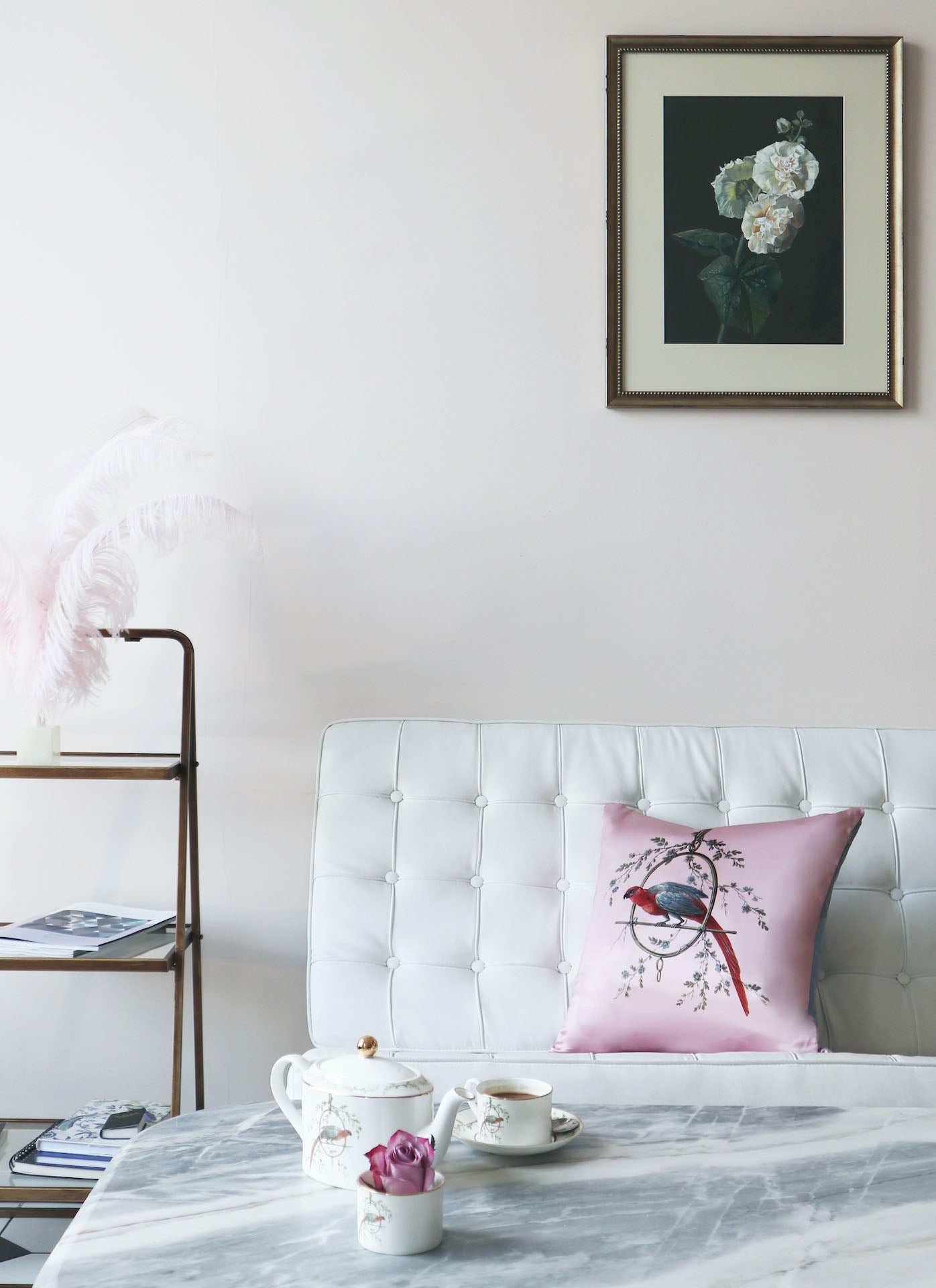 Silk Cushion French Pink ''Le Perroquet'' - House of Castlebird Rose