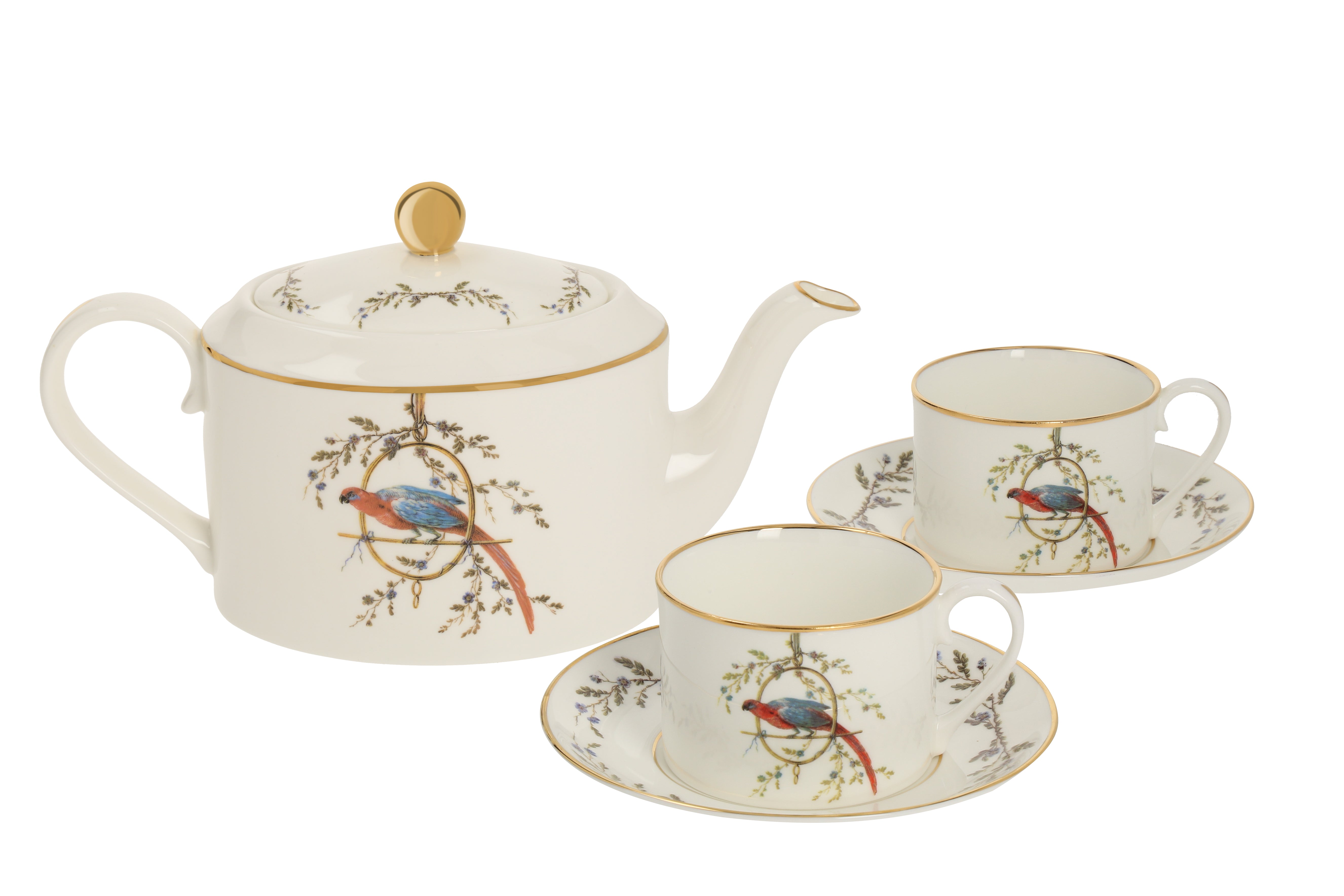 Bone China Tea-For-Two Tea set ''Le Perroquet'' - House of Castlebird Rose