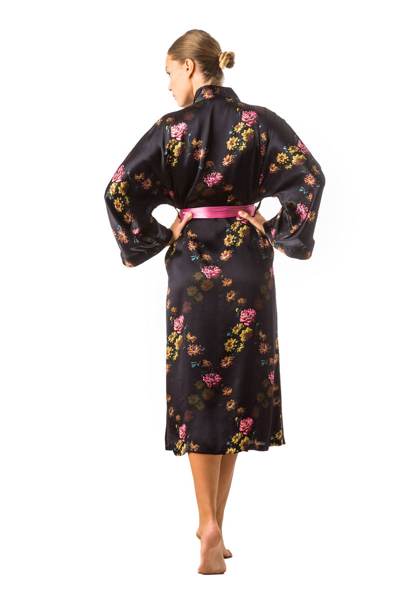 Silk kimono robe deep purple ''Paris 1927'' - House of Castlebird Rose