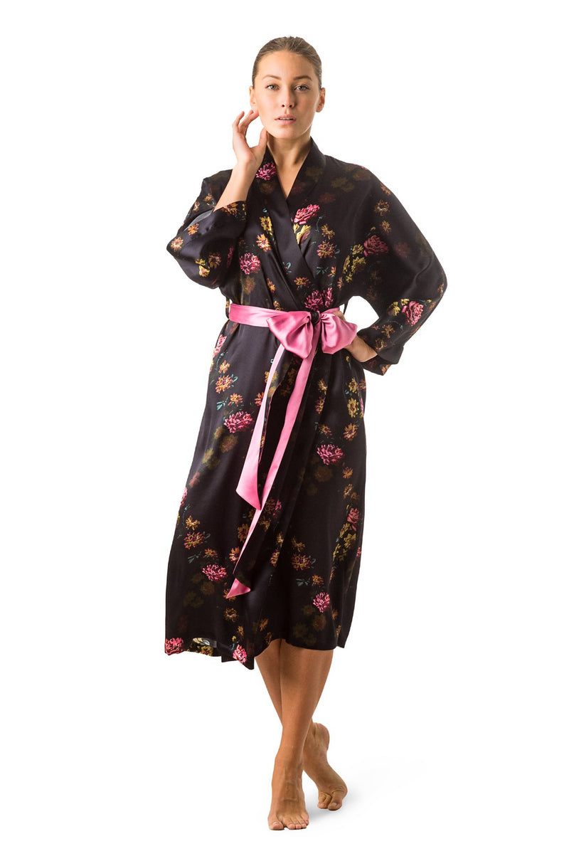 Silk kimono robe deep purple ''Paris 1927'' - House of Castlebird Rose